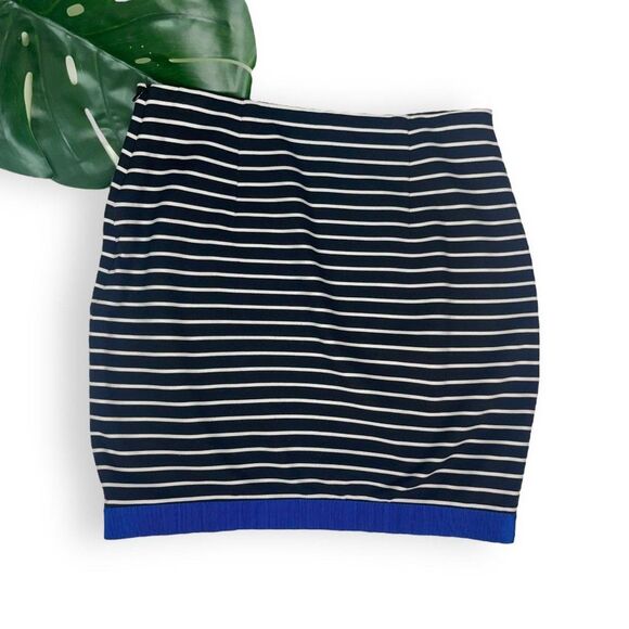 Ann Taylor Striped Ponte Straight Skirt with Grosgrain Trim - Picture 4 of 8